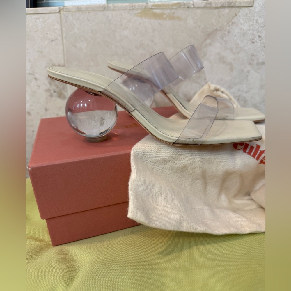 Cult Gaia Clear Strap and Lucite Ball Heeled Sandals